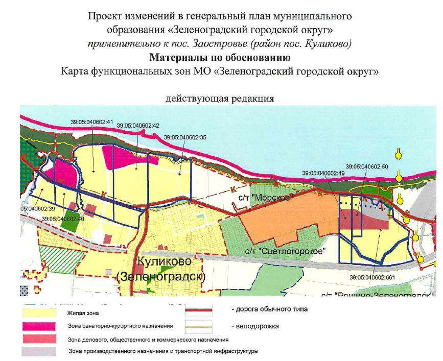 Внесение изменений в генеральный план  муниципального образования «Зеленоградский городской округ»